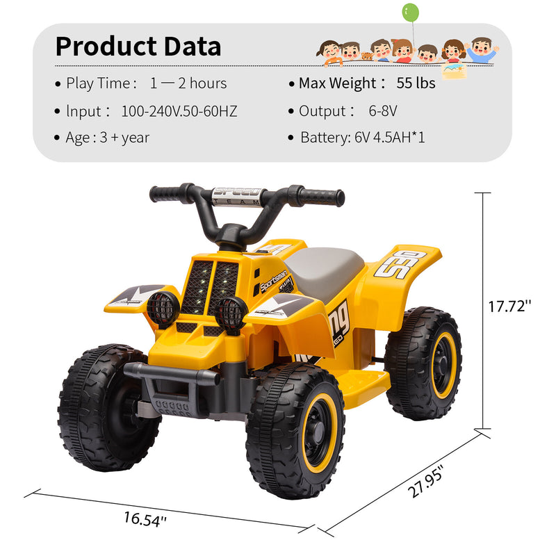 Kids 6V Electric Off-Road Quad ATV Ride-On Car Toy Magic Cars 2
