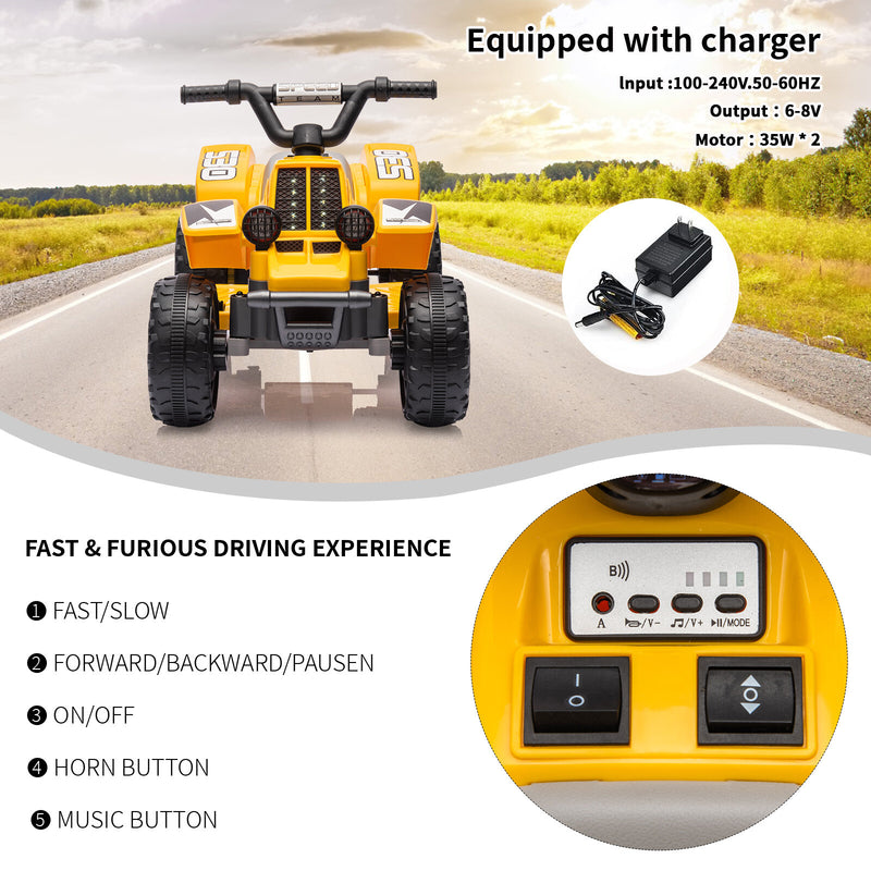 Kids 6V Electric Off-Road Quad ATV Ride-On Car Toy Magic Cars 7
