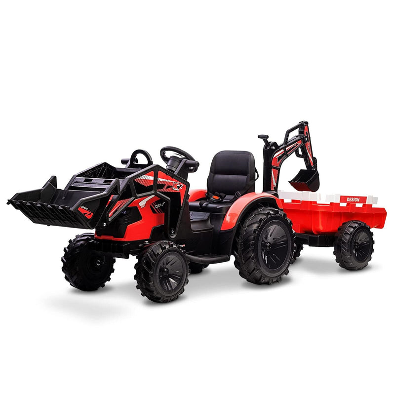 Kids 24V Electric Ride-On Excavator and Bulldozer Vehicle with Trailer Magic Cars 1