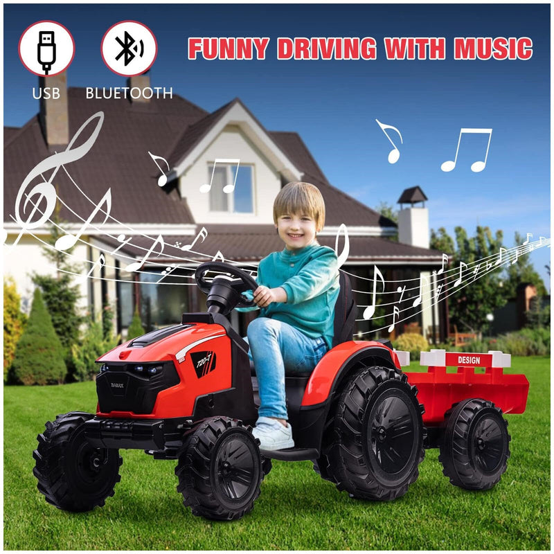 Kids 24V Electric Ride-On Excavator, Bulldozer, and Tractor Vehicle with Trailer Magic Cars 2
