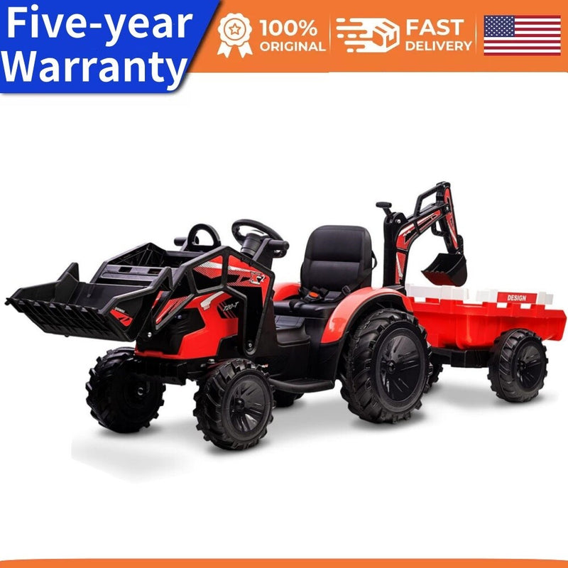 Kids 24V Electric Ride-On Excavator, Bulldozer, and Tractor Vehicle with Trailer Magic Cars Variant 0