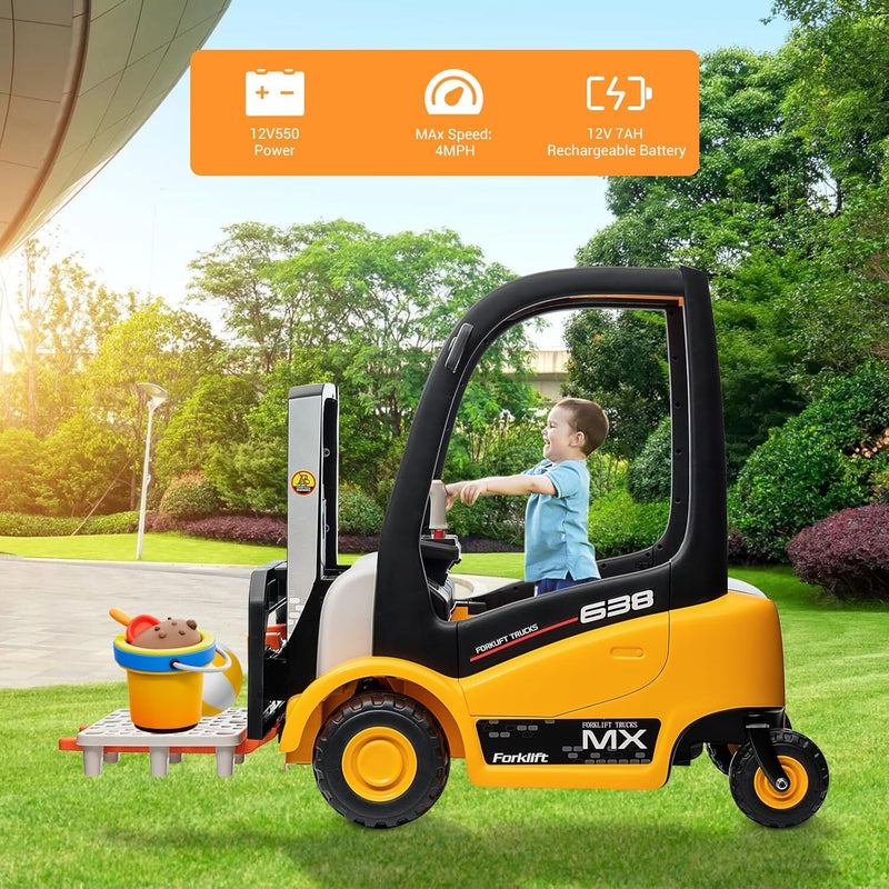12V Battery-Powered Kids Electric Ride-On Forklift with Remote Control Magic Cars 7