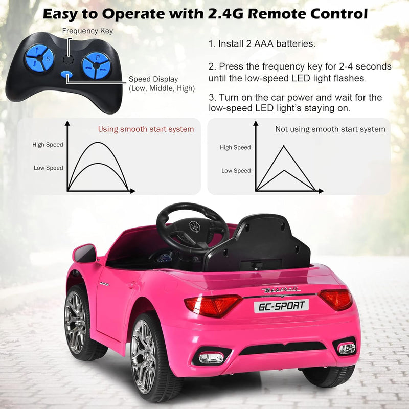 Licensed Maserati 12V Battery-Powered Kids Ride-On Car with Remote Control Magic Cars 3