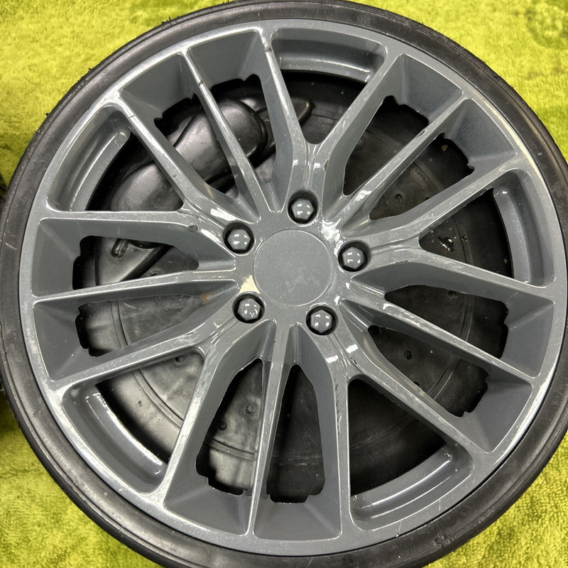 Kids Ride-On Grey and Black Car with Wheels and Rims Magic Cars 3