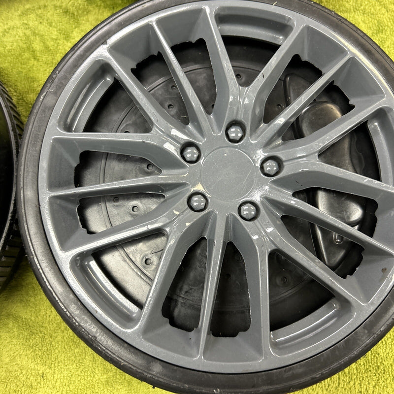 Kids Ride-On Grey and Black Car with Wheels and Rims Magic Cars 4