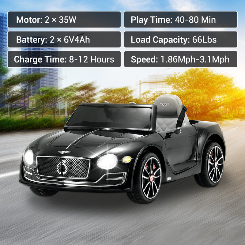 12V Electric Kids Ride-On Car with Remote Control Bentley Style Black Magic Cars 4