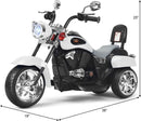 Electric White Chopper Motorcycle for Kids, 6V Powered Magic Cars 6