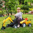 Kids Ride-On Excavator Truck Toy with Pedal, Horn, and Detachable Trailer Magic Cars 1