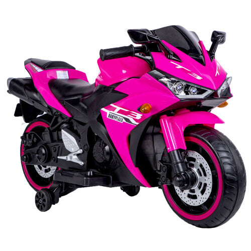 12V Pink Kids Electric Ride-On Dirt Bike with Training Wheels Magic Cars 3