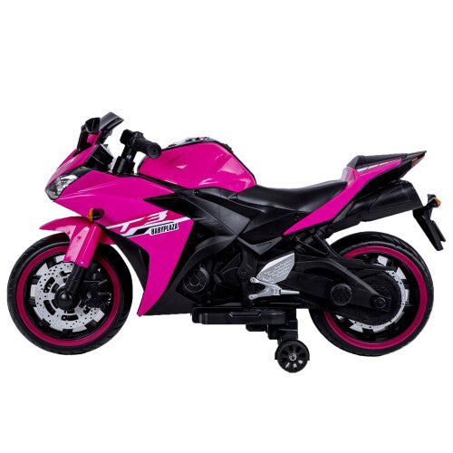 12V Pink Kids Electric Ride-On Dirt Bike with Training Wheels Magic Cars 4