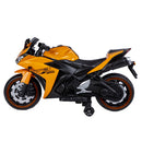 12V Orange Electric Ride-On Dirt Bike with Training Wheels for Kids Magic Cars 3