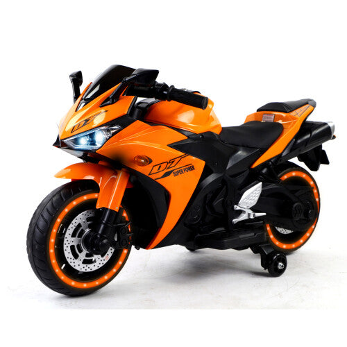 12V Orange Electric Ride-On Dirt Bike with Training Wheels for Kids Magic Cars Variant 0