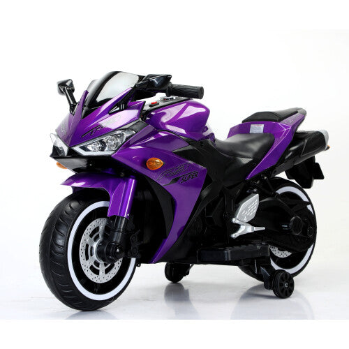 12V Electric Kids Ride-On Dirt Bike with Training Wheels Purple Magic Cars 0