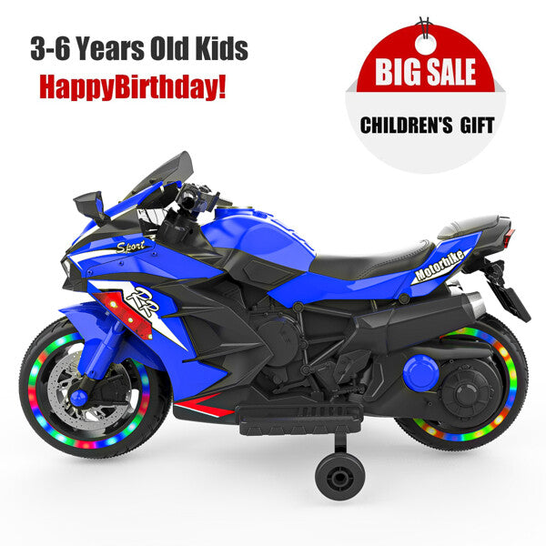 12V Kids Electric Ride On Dirt Bike with Training Wheels, Lights, and Music Magic Cars 9