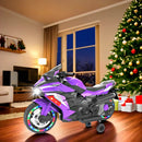 12V Purple Kids Electric Ride-On Dirt Bike with Training Wheels and Music Magic Cars 2