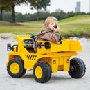 Kids Ride-On Dump Truck with 2.4G Remote Control, Working Megaphone, and Sand Shovel Magic Cars 2