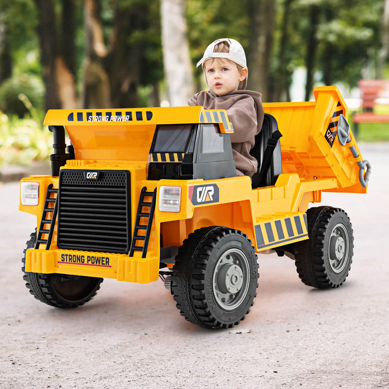 Kids Ride-On Dump Truck with Wireless Connection, Music, LED Lights, and Soft Start Magic Cars 2