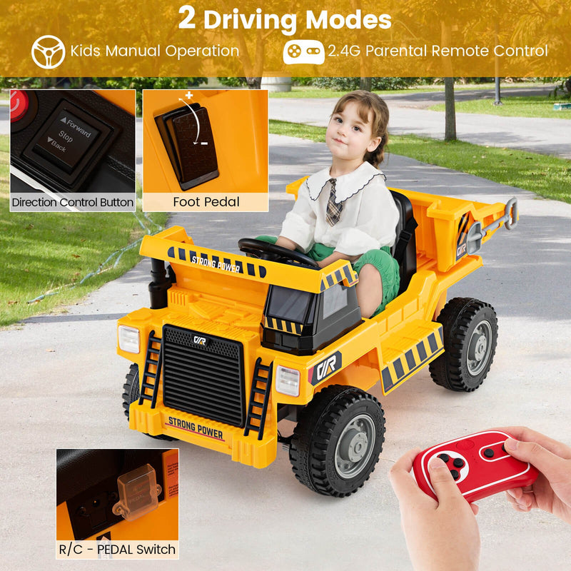 Kids Ride-On Dump Truck with Wireless Connection, Music, LED Lights, and Soft Start Magic Cars 7
