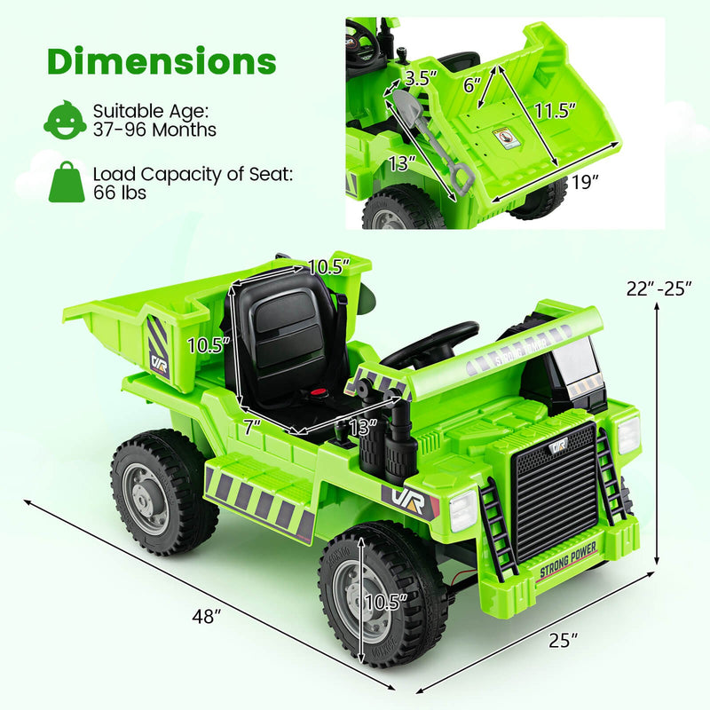 Kids Ride-On Dump Truck with Wireless Connection, Music, LED Lights, and Soft Start Magic Cars 1