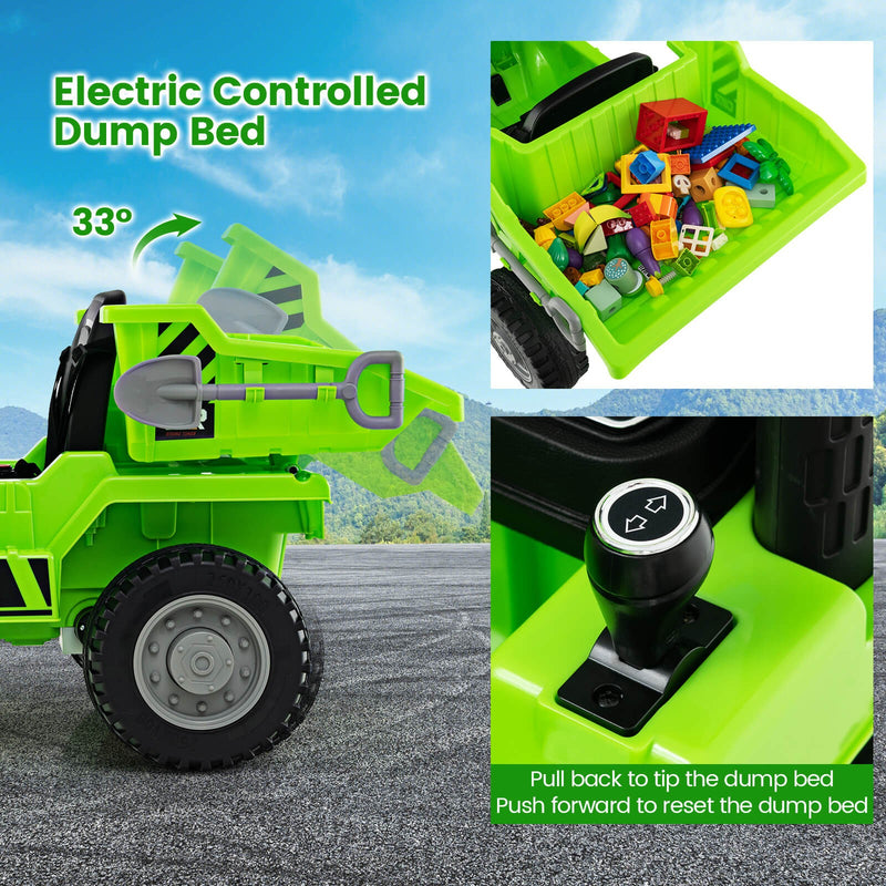 Kids Ride-On Dump Truck with Wireless Connection, Music, LED Lights, and Soft Start Magic Cars 3