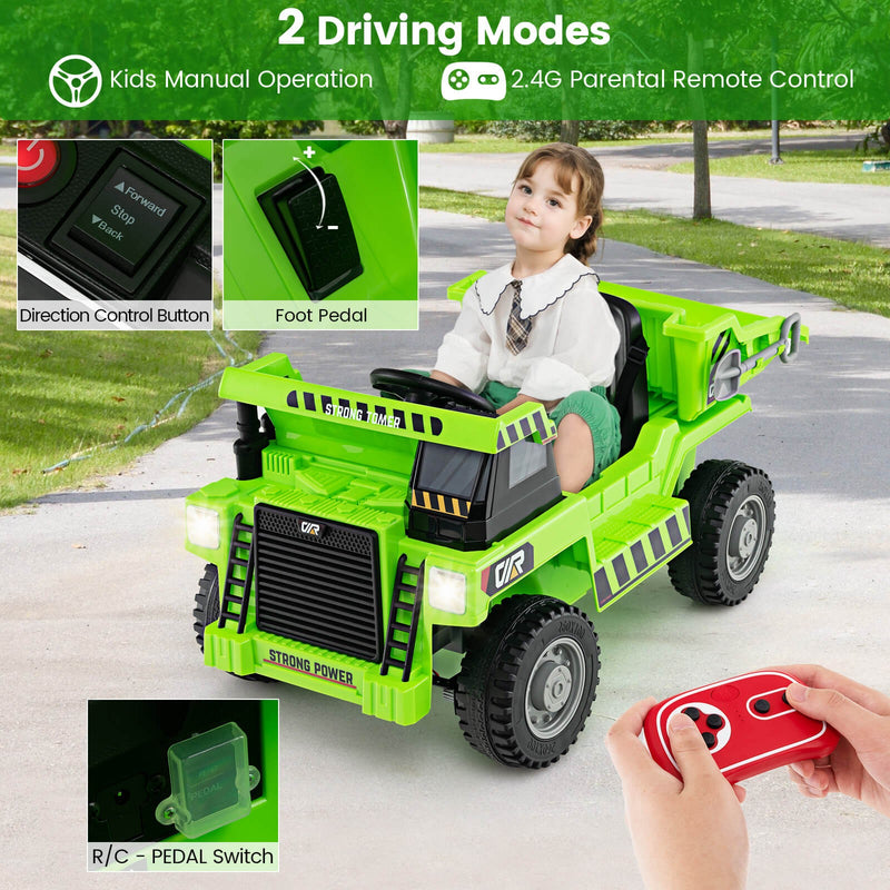 Kids Ride-On Dump Truck with Wireless Connection, Music, LED Lights, and Soft Start Magic Cars 5