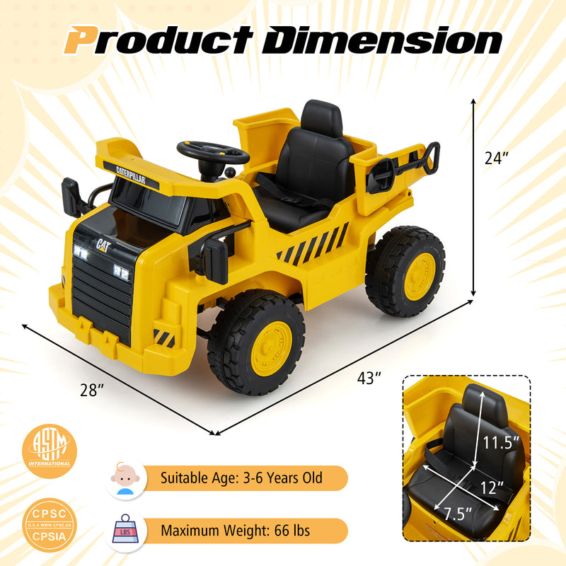 Kids Ride-On Dump Truck with Working Megaphone Sand Shovel and 2.4G Remote Control Magic Cars 1