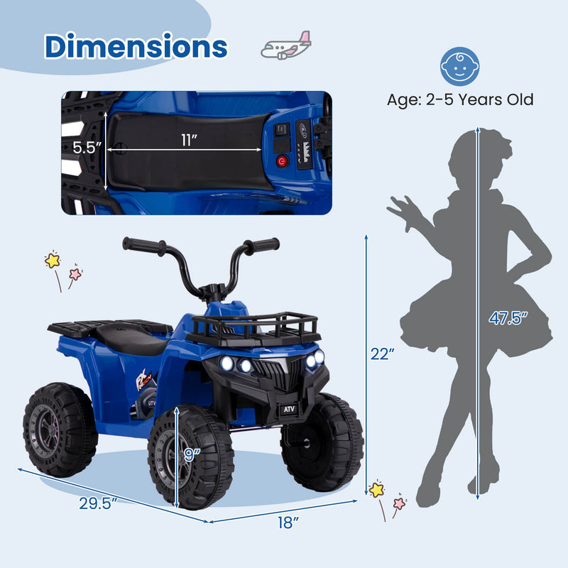 Kids Electric 6V Ride-On ATV 4-Wheeler Quad Car with One-Button Start and Tread Tires Magic Cars 1