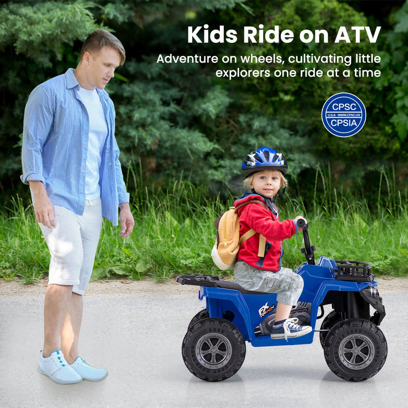 Kids Electric 6V Ride-On ATV 4-Wheeler Quad Car with One-Button Start and Tread Tires Magic Cars 2