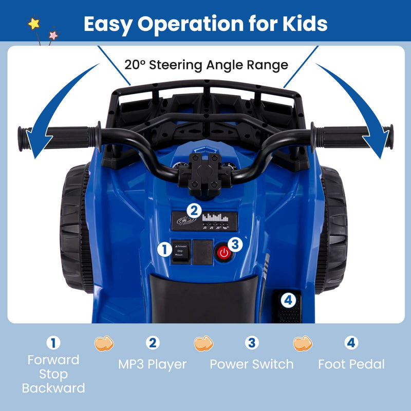 Kids Electric 6V Ride-On ATV 4-Wheeler Quad Car with One-Button Start and Tread Tires Magic Cars 7