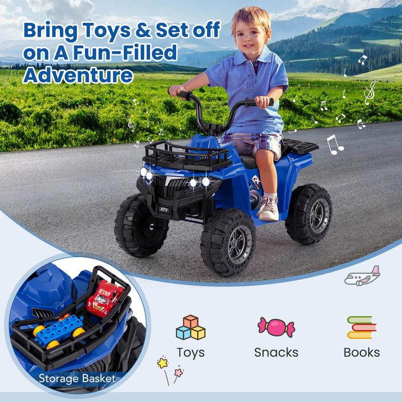 Kids Electric 6V Ride-On ATV 4-Wheeler Quad Car with One-Button Start and Tread Tires Magic Cars 8