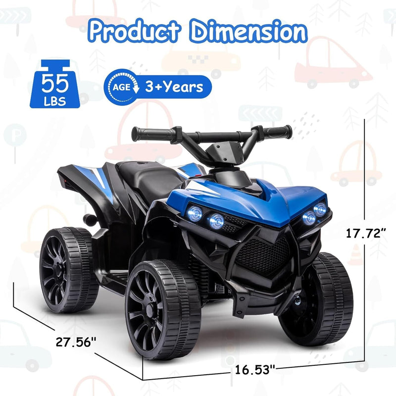 Kids Electric Ride-On Off-Road ATV Quad Car 6V Battery Powered Blue, Supports 55 lbs Magic Cars 1