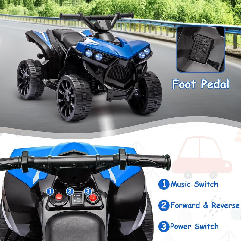 Kids Electric Ride-On Off-Road ATV Quad Car 6V Battery Powered Blue, Supports 55 lbs Magic Cars 3