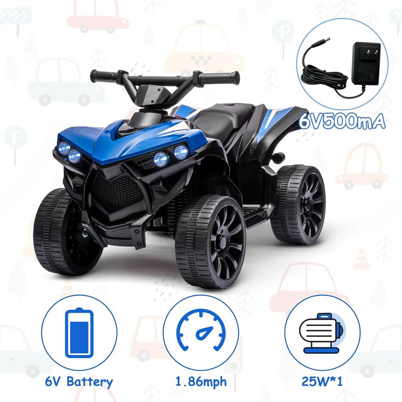 Kids Electric Ride-On Off-Road ATV Quad Car 6V Battery Powered Blue, Supports 55 lbs Magic Cars 4