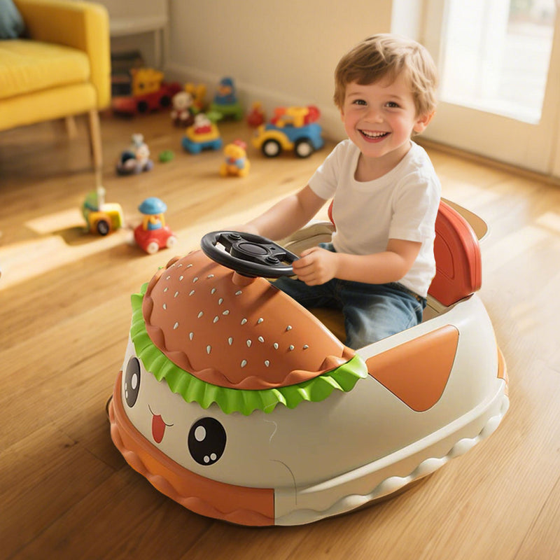 Kids Electric Ride-On Bumper Car with Parental Control and Hamburger Design Magic Cars 1