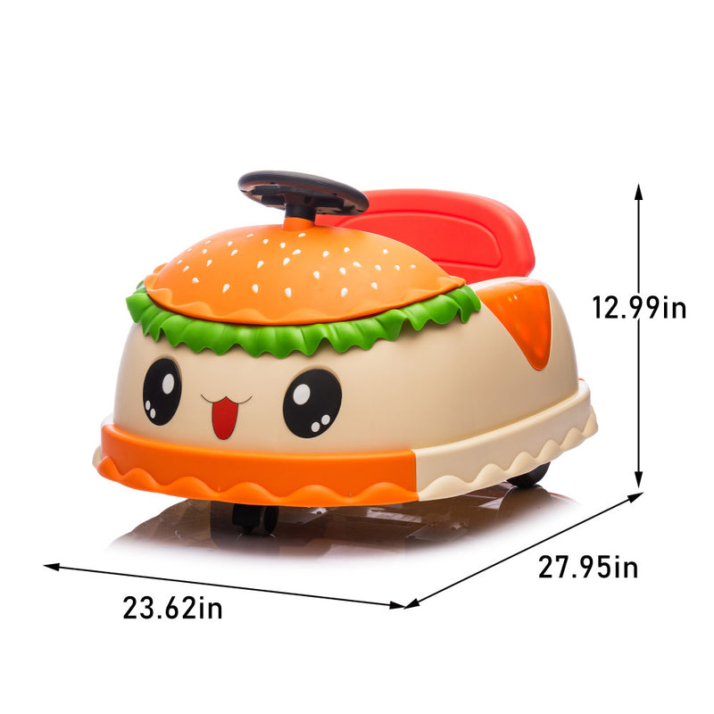 Kids Electric Ride-On Bumper Car with Parental Control and Hamburger Design Magic Cars 2