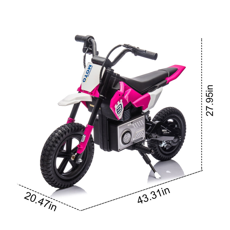 Kids Electric Motocross Ride-On Bike 24V 200W Hub Motor with Adjustable Speed Pink Magic Cars 1