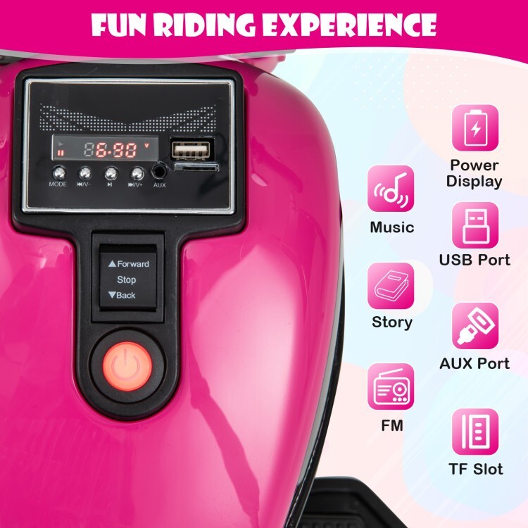 Kids Electric Ride-On Motorcycle with LED Headlight and Training Wheels Magic Cars 12