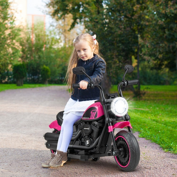 Kids Electric Ride-On Motorcycle with LED Headlight and Training Wheels Magic Cars 1