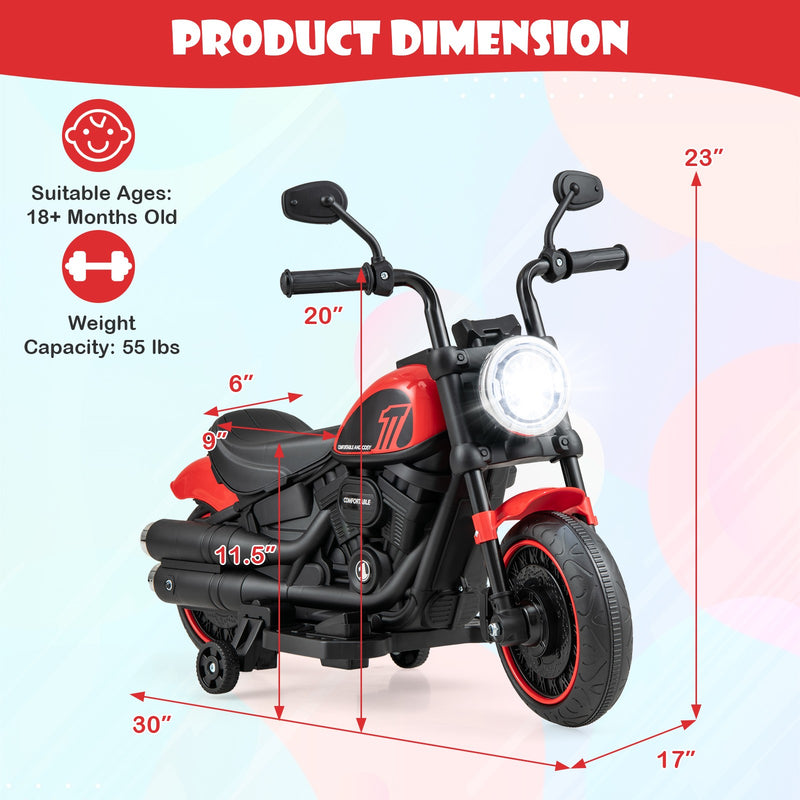 Kids Electric Ride-On Motorcycle with Removable Training Wheels and LED Headlight Magic Cars 1