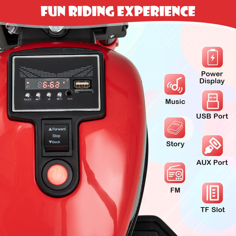 Kids Electric Ride-On Motorcycle with Removable Training Wheels and LED Headlight Magic Cars 3