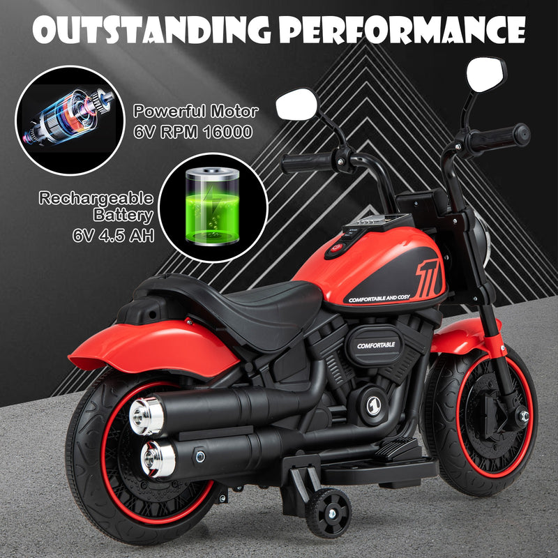 Kids Electric Ride-On Motorcycle with Removable Training Wheels and LED Headlight Magic Cars 5