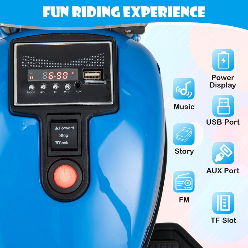 Kids Electric Ride-On Motorcycle with Removable Training Wheels and LED Headlight Magic Cars 3