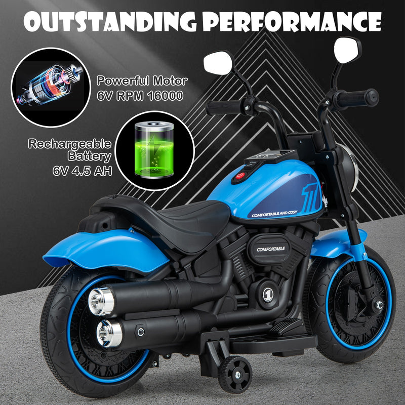 Kids Electric Ride-On Motorcycle with Removable Training Wheels and LED Headlight Magic Cars 6