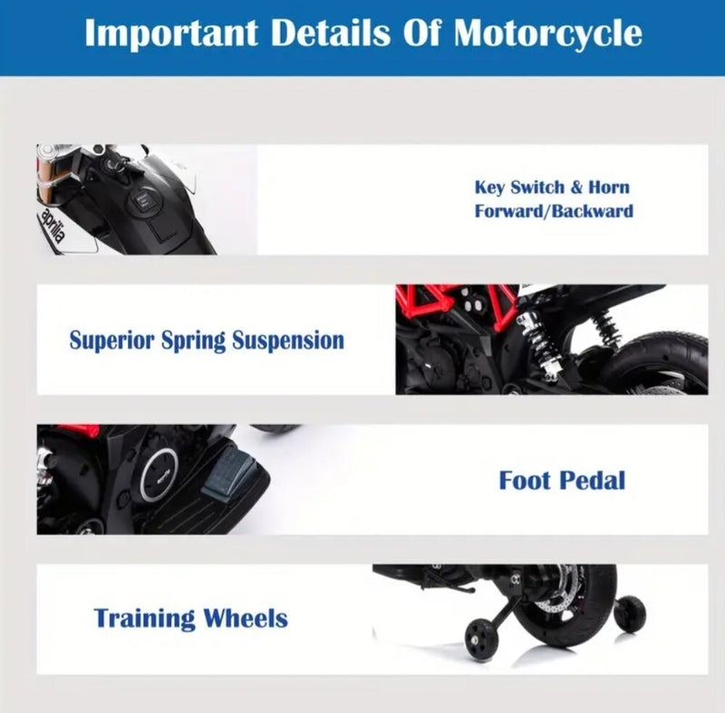 Electric Kids Ride-On Motorcycle with Training Wheels, Lights, Sounds, and Music Magic Cars 5