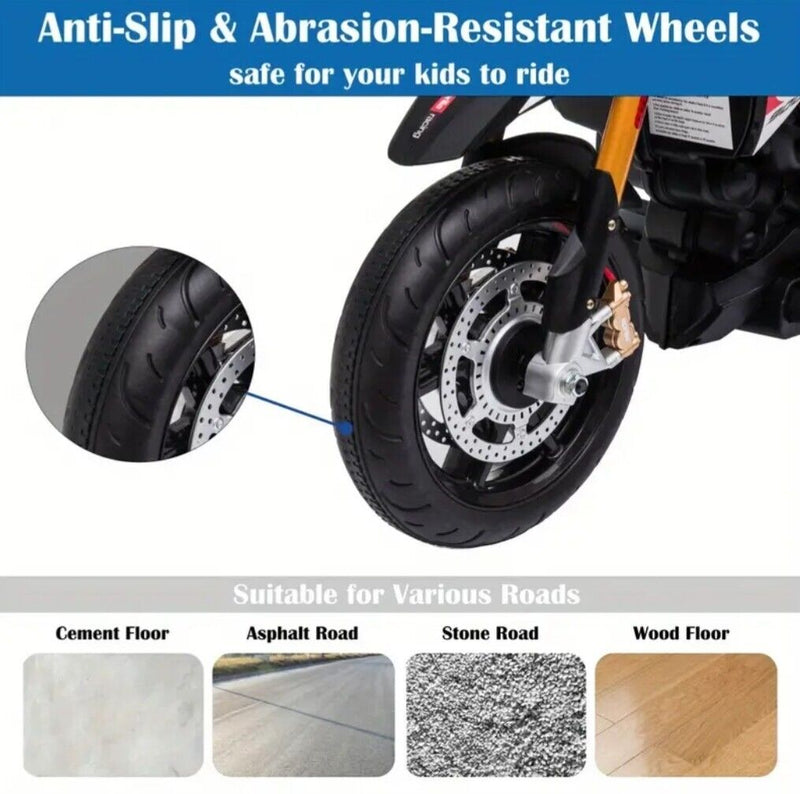 Electric Kids Ride-On Motorcycle with Training Wheels, Lights, Sounds, and Music Magic Cars 6