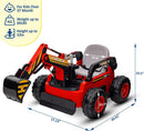 12V Kids Ride-On Excavator 4WD Battery-Powered Sand Digger with Remote Control Magic Cars 14