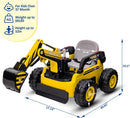 12V Kids Ride-On Excavator 4WD Battery-Powered Sand Digger with Remote Control Magic Cars 7