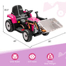12V Battery-Powered Pink Kids Ride-On Excavator Loader with Adjustable Arm Magic Cars 1