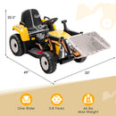 12V Battery-Powered Kids Ride-On Excavator Loader Digger with Adjustable Arm Yellow Magic Cars 1