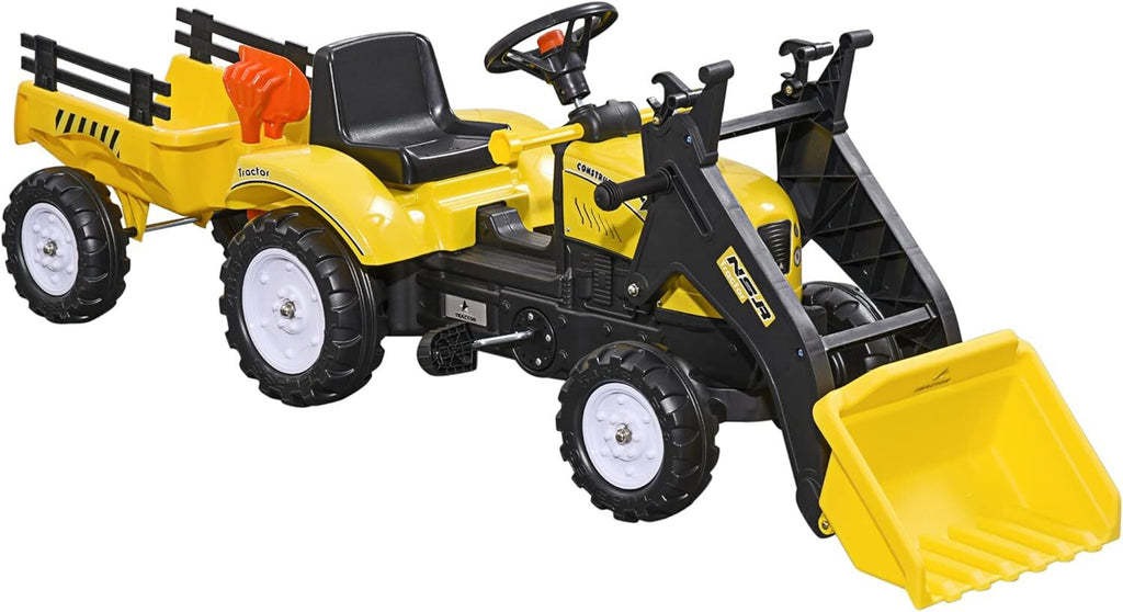 Kids Ride-On Pedal Excavator and Bulldozer with Forward/Backward Movement and 6 Wheels Free Warranty 1 Year / Custom License Plate